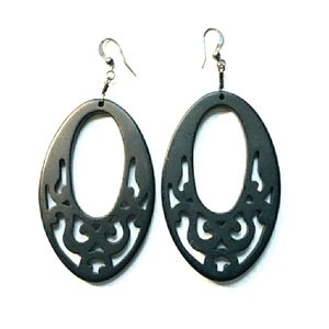 Black Carved Earrings